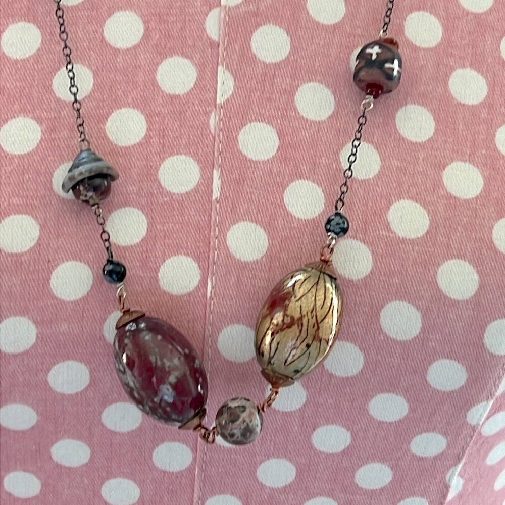 Sterling Silver and Copper Natural Stone Necklace